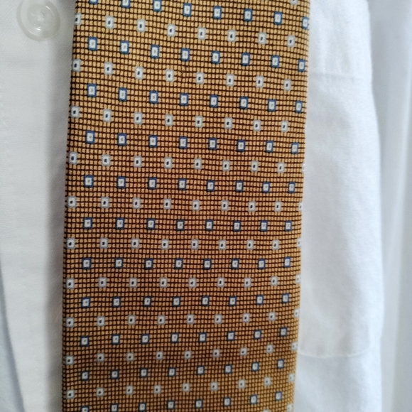 Stonehenge Silk Necktie Gold/Brown Geometric Pattern Men's Tie - Picture 8 of 11